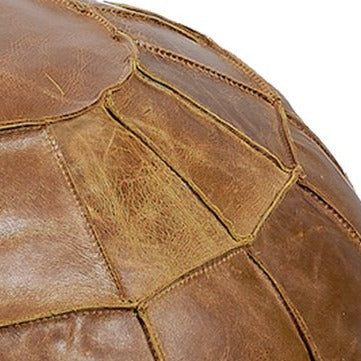 Pumpkin Pouffe Footstool Brown Cerato Leather